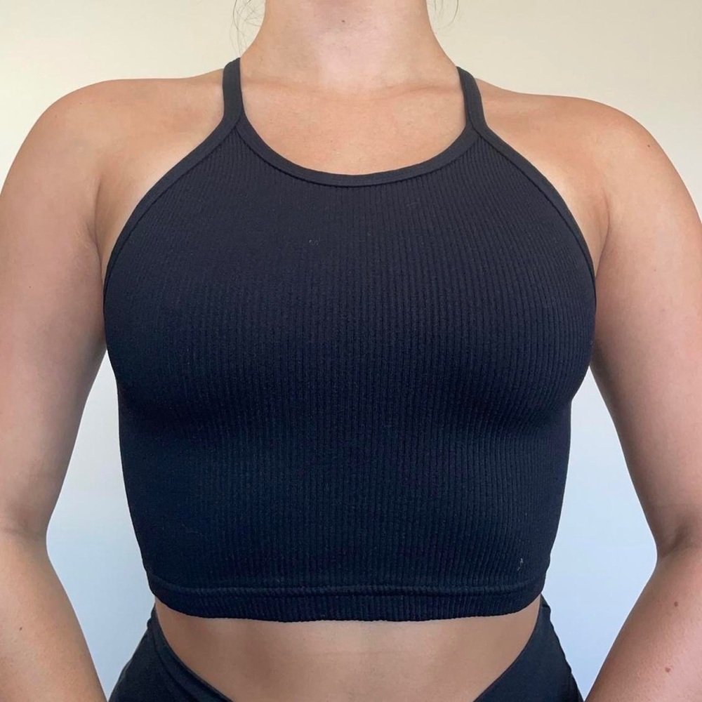 Free People Movement Ribbed Seamless Racerback Crop Tank Top - Picture 5 of 7